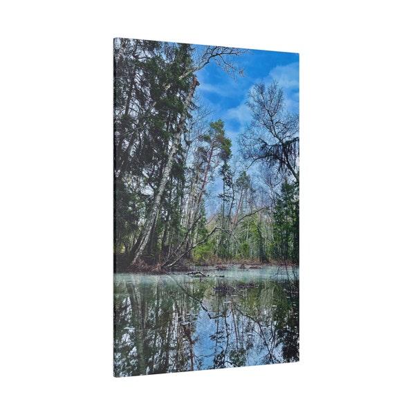 Wallart Matte Canva, Naturaleza estonia, Bosque de Saaremaa, Hielo derretido, Primavera, Decorar, Regalo, Sala de estar, Dormitorio, Oficina, Estirado, 0,75"