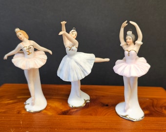 Set Of 3, porcelain ballerina ornaments, beautiful and detailed