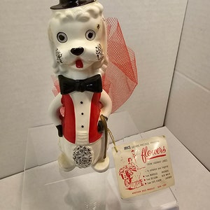Vintage IRICE Ceramic Potpourri Poodle,Kitsch MCM