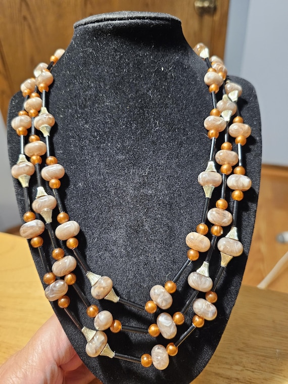 Vintage West Germany beaded 3 strand necklace