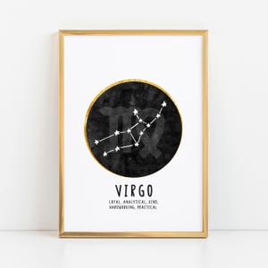 Virgo Zodiac Poster, Matte Wall Art, Astrology Decor, Gift for Virgo, Home Office Wall Art, Zodiac Sign Poster