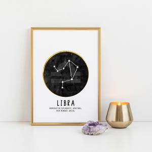 Libra Zodiac Matte Vertical Poster, Astrology Wall Art, Horoscope Decor, Libra Gift, Star Sign Print, Home decoration