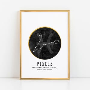 Zodiac Sign Pisces Matte Vertical Posters, Astrology Home Decor, Unique Gift for Astrology Lovers, Wall Art for Bedroom, Constellation Print