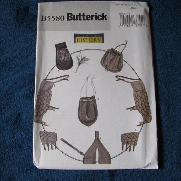Butterick B5580 Sword Holder, Bags, Braces, Shoulder Covers, Making History Uncut, Pattern for Historical Costuming, Cosplay, Renfair