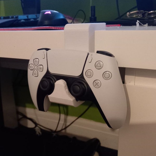 Op een bureau gemonteerde gamingcontrollerhouder (+ optionele hoofdtelefoonhouder)