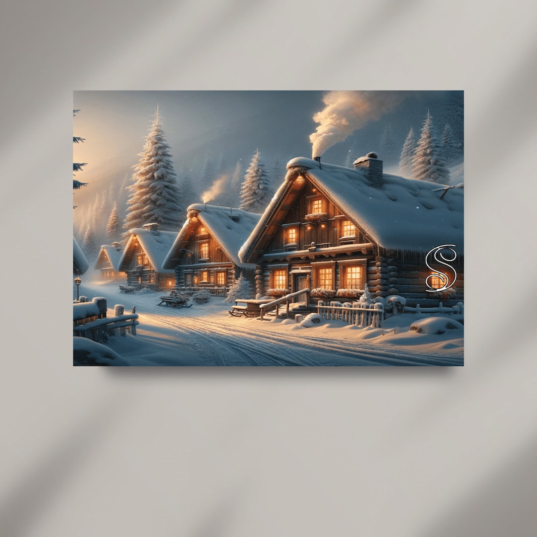 Snowy Winter Landscape Printable Art - Serene Snow Scene Digital Print ...