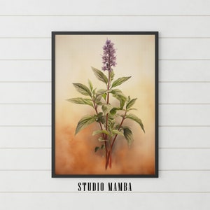 Botanischer Kräuterdruck strukturierte Kunst - Aquarell Blumen Botanischer Wandteppich - Warmer Ton DRUCKBARE Wandkunst - Perfektes Wohndekor oder Geschenk #41