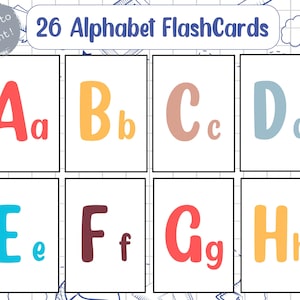 Alfabetkaarten, educatieve kaarten, afdrukbare ABC-kaarten, alfabet-flitskaarten voor peuters en kleuters, DIGITALE DOWNLOAD