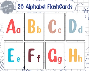 アルファベットカード、教育カード、印刷可能な ABC カード、幼児および未就学児向けアルファベットフラッシュカード、デジタルダウンロード