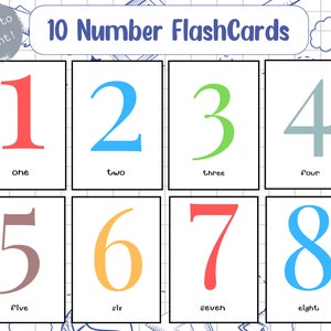 Tarjetas flash de números, Tarjetas flash de conteo Montessori, Tarjetas educativas, Tarjetas numéricas del 1 al 10, Tarjetas flash preescolares, DESCARGA DIGITAL