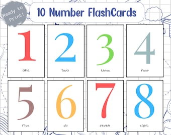 Tarjetas flash de números, Tarjetas flash de conteo Montessori, Tarjetas educativas, Tarjetas numéricas del 1 al 10, Tarjetas flash preescolares, DESCARGA DIGITAL
