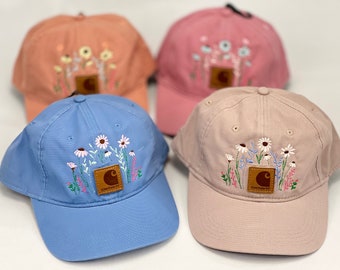 Carhartt Embroidered Hat, Women's Hat, Floral Baseball Cap, Embroidered Carhartt Cap, Gift for Her, Floral Hat, Floral Carhartt Cap