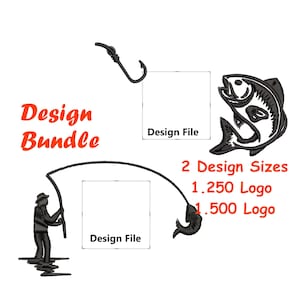 Bundle Fishing Beanie Embroidery Patterns, Winter Hat Design File, Embroidery Beanie Design, Embroidered Beanie, Fish Designs, Fishing Hat