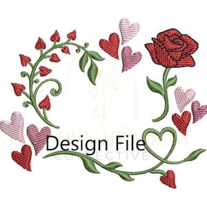Hearts& Roses Beanie Embroidery Pattern, Winter Hat Design File, Embroidery Floral Beanie Design, Flowery Embroidery, Embroidered Winter Hat