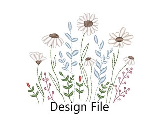 Pocket Tshirt Embroidery Pattern,  Floral Design File, Embroidery Floral Pocket Shirt Design, Flowery Embroidery File, Flower Design, Spring