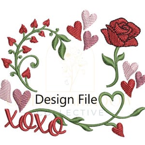 Valentines Beanie Embroidery Pattern, Winter Hat Design File, Embroidery Floral Beanie Design, Flowery Embroidery, Embroidered Winter Hat