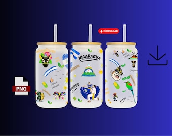 Nicaragua PNG. Nicaragua Sublimation. Libbey 16oz glass can wrap for sublimation. GUEGUENSE NICARAGUENSE. Nicaragua Cups.
