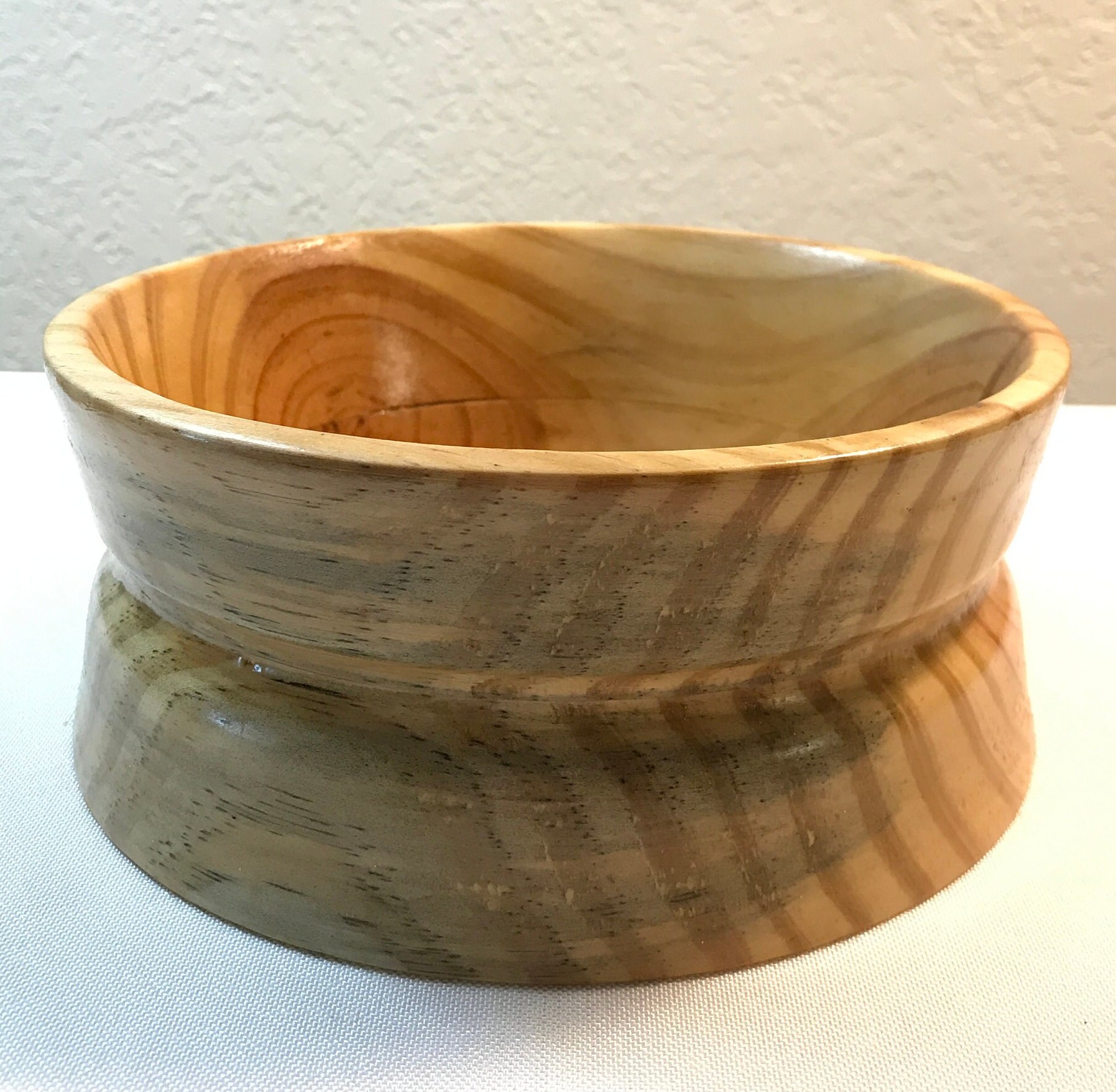 Natural Turned Wood Southern Yellow Pine Bowl With Glossy Shellac