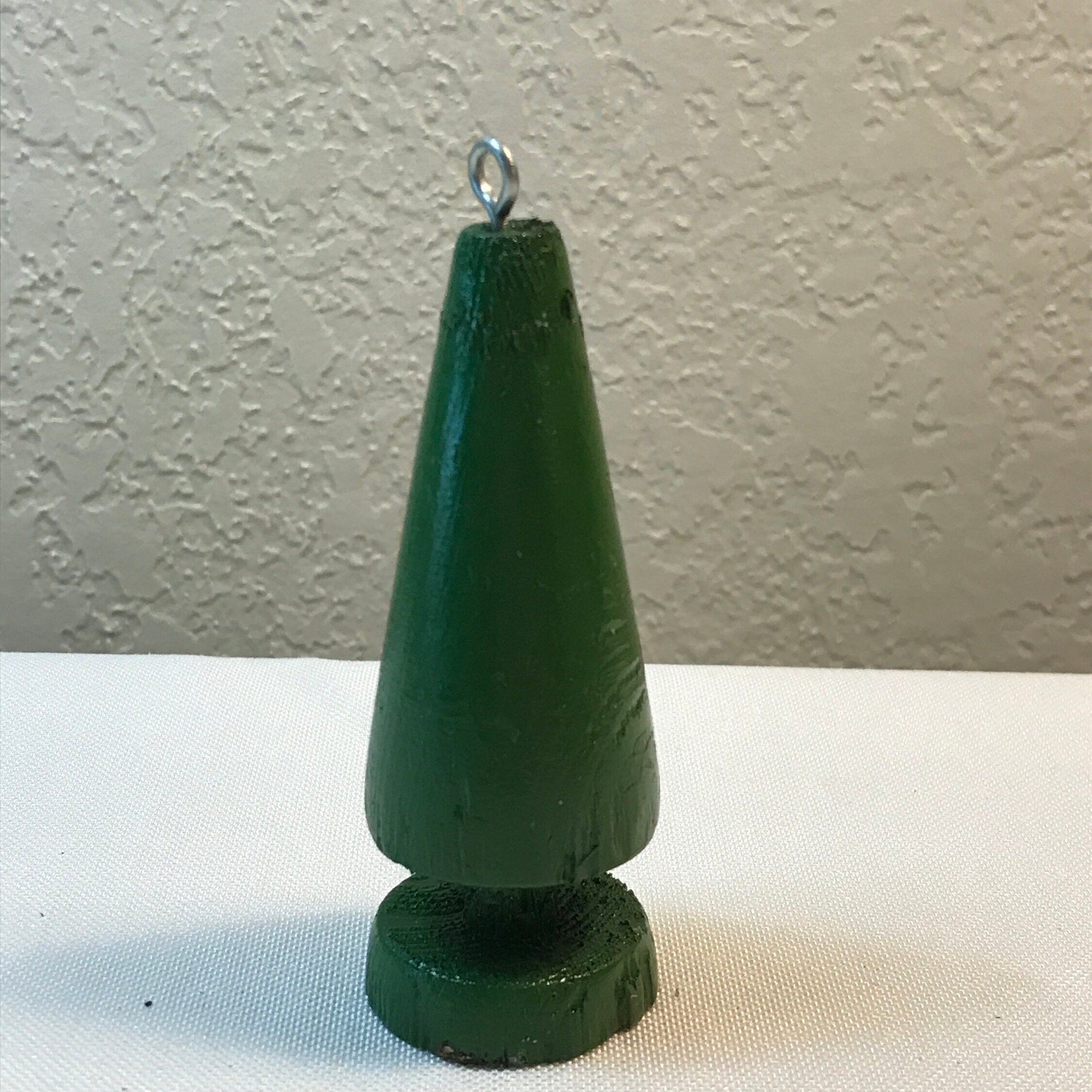 Rustic Pine Christmas Tree Ornaments: Shiny Shellac & Green Enamel, Set ...