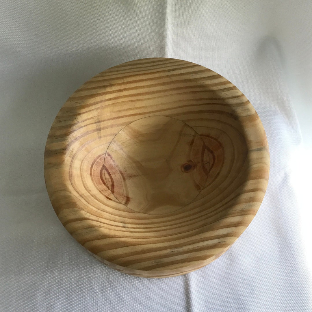 Natural Turned Wood Southern Yellow blue Stain Pine Bowl With Shellac
