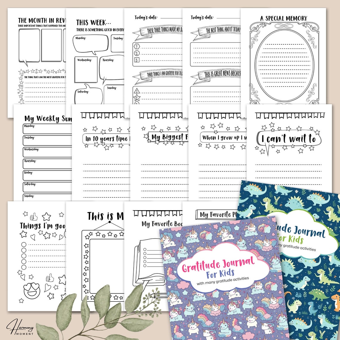 Gratitude Journal Printable for Kids, Daily Gratitude Template ...