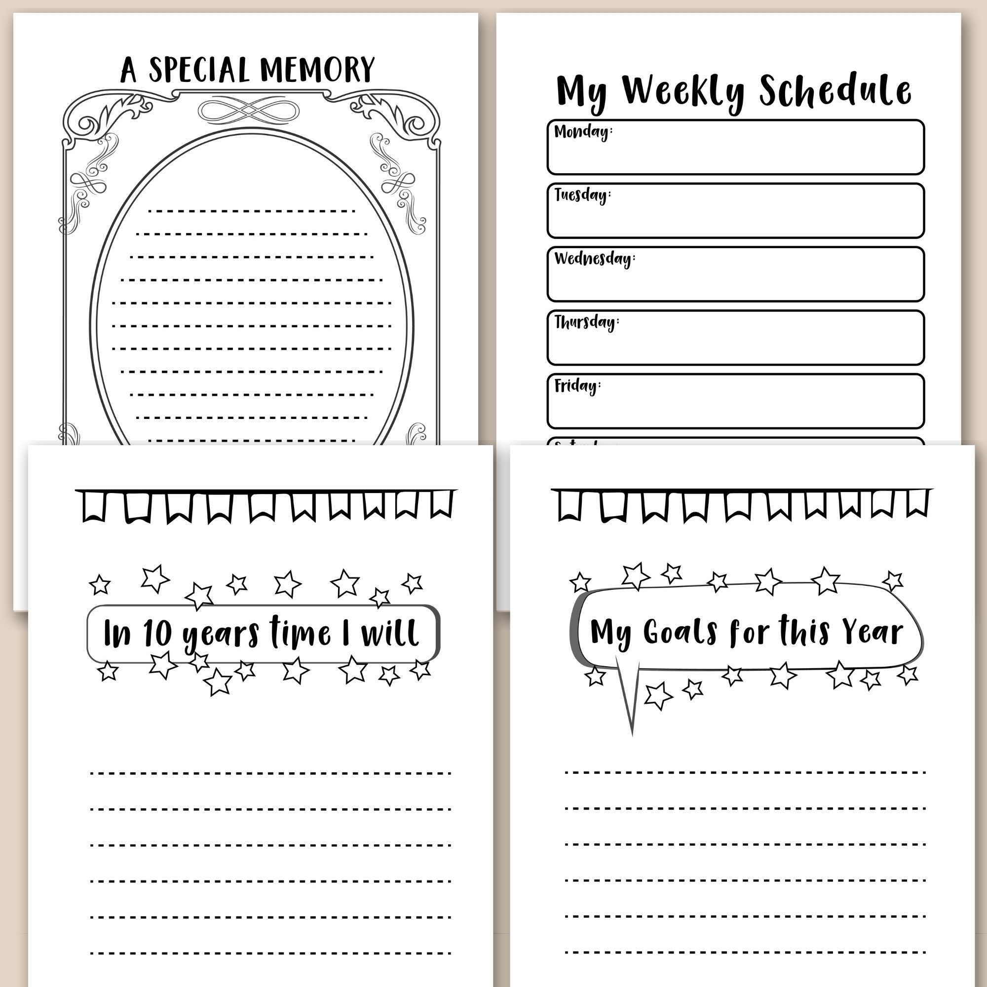 Gratitude Journal Printable for Kids, Daily Gratitude Template ...