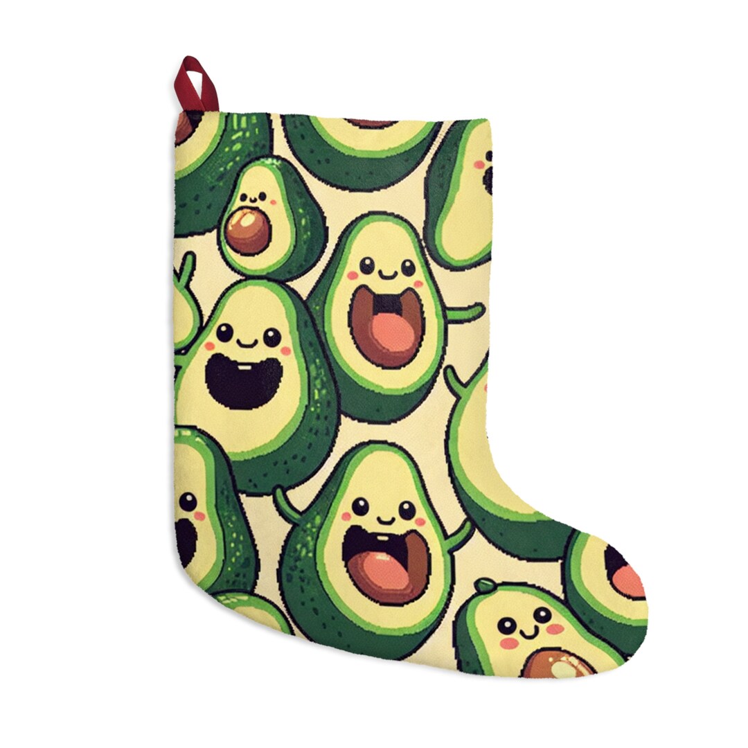 Avocado Designer Stocking Christmas Decorated Stocking Etsy