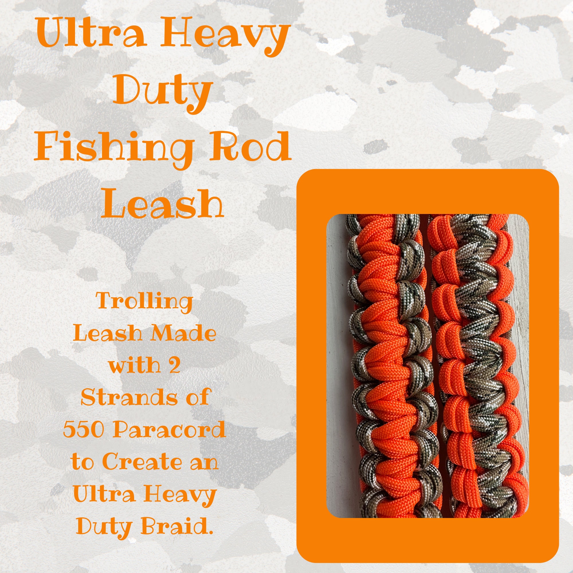 Ultra Heavy Duty Fishing Rod Leash | Trolling Leash | Fishing Gift |  Fishing Reel Leash | Paracord Leash | 550 Paracord | Kids Fishing 