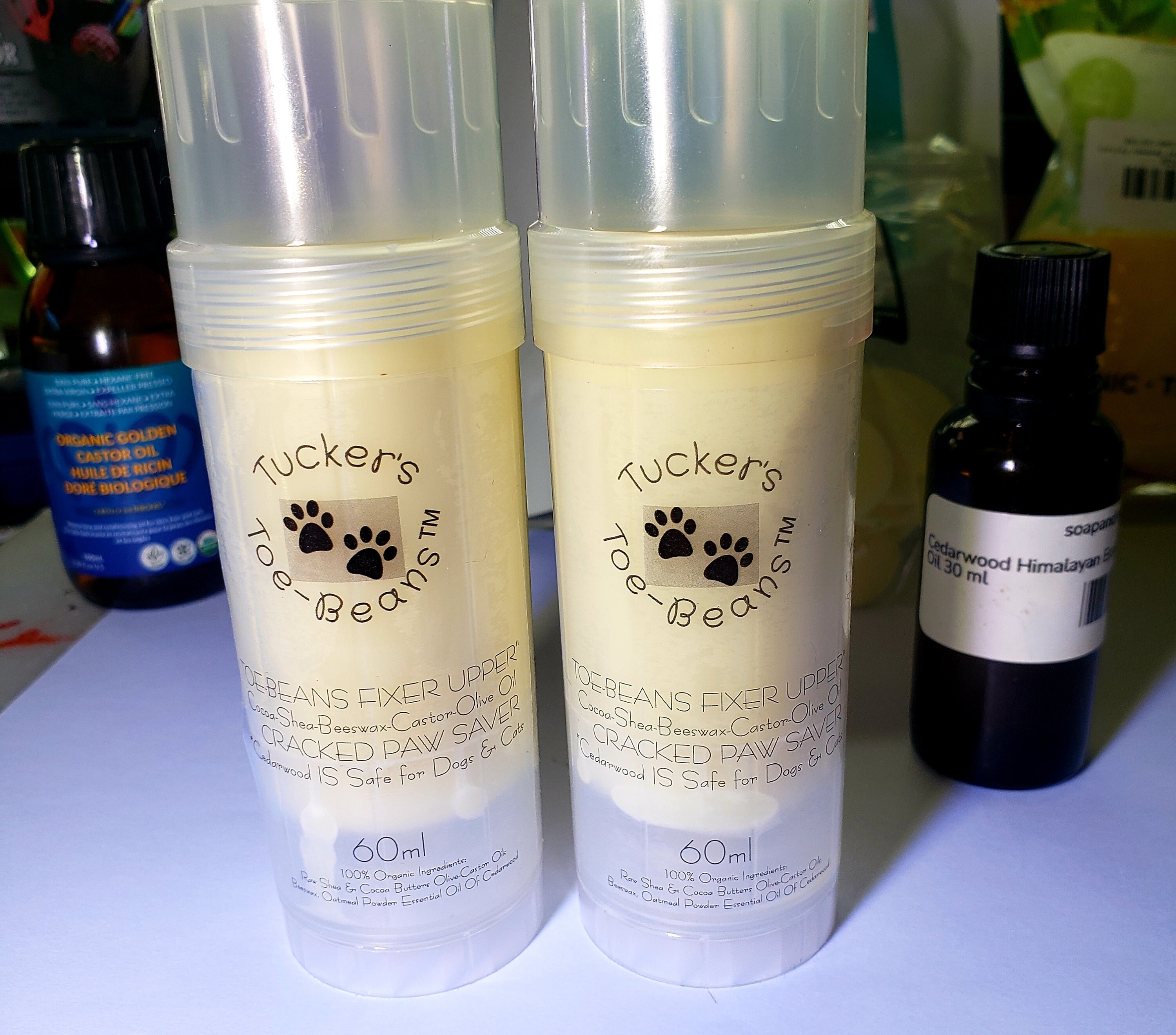 60mlbuttery Soft HAPPY Paws CEDARWOOD oatmeal Powdersafe 4 Dogs and Cats Organic Cocoa Butter