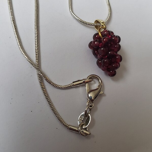 Unique MINI GARNET GRAPES - Real Gemstones Simple Design handmade comes w 22 inch silver snake chain mothers day sale