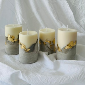 Hand Poured Concrete Soy Candles - Modern Home Decor, Unique Cement Soy Candles - Eco-Friendly Home Fragrance, Minimalist Pillar Candles