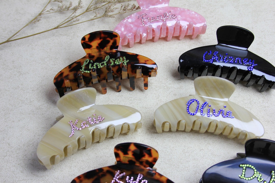 Personalized Rhinestone Name Hair Claw Clips Custom Name Hair Clip