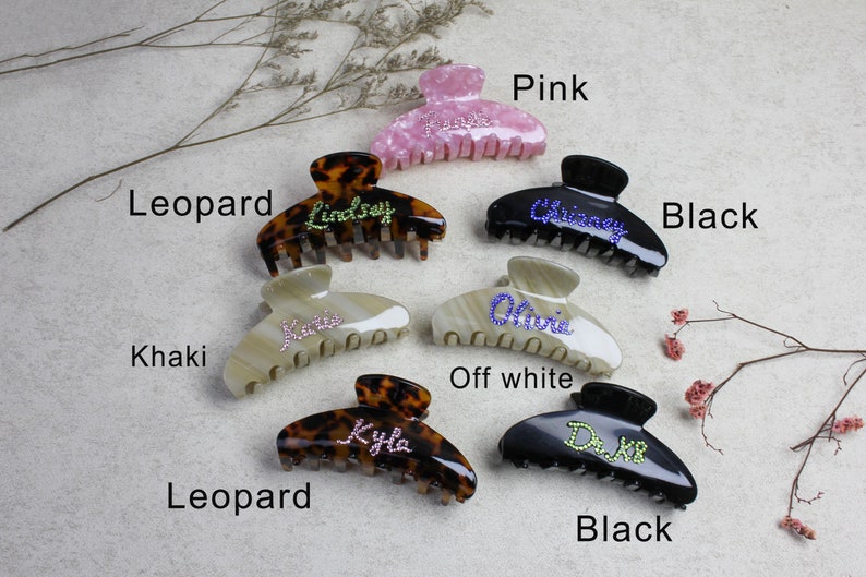 Personalized Rhinestone Name Hair Claw Clips Custom Name Hair Clip