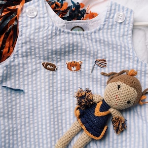 Handgestickter Fußball, Tiger und Shaker auf Baumwolllatzhose - Baby Mädchen/Baby Jungen/Kleinkind Romper Bubble Fußball Saison Outfit