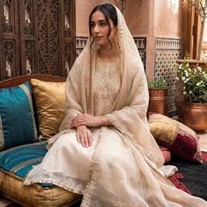 ladies dresses for eid Modern Wear Women in Pink Satin  Maxim Creation Chiffon dupatta is embellished with embroidered organza border and embroidered motifs dress for women for eid