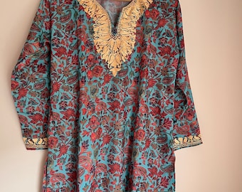 Kashmiri Kalamkari very soft and comfortable short Tunics for Women party casual wear, elegant and stylish Indo western casual fusion kurta