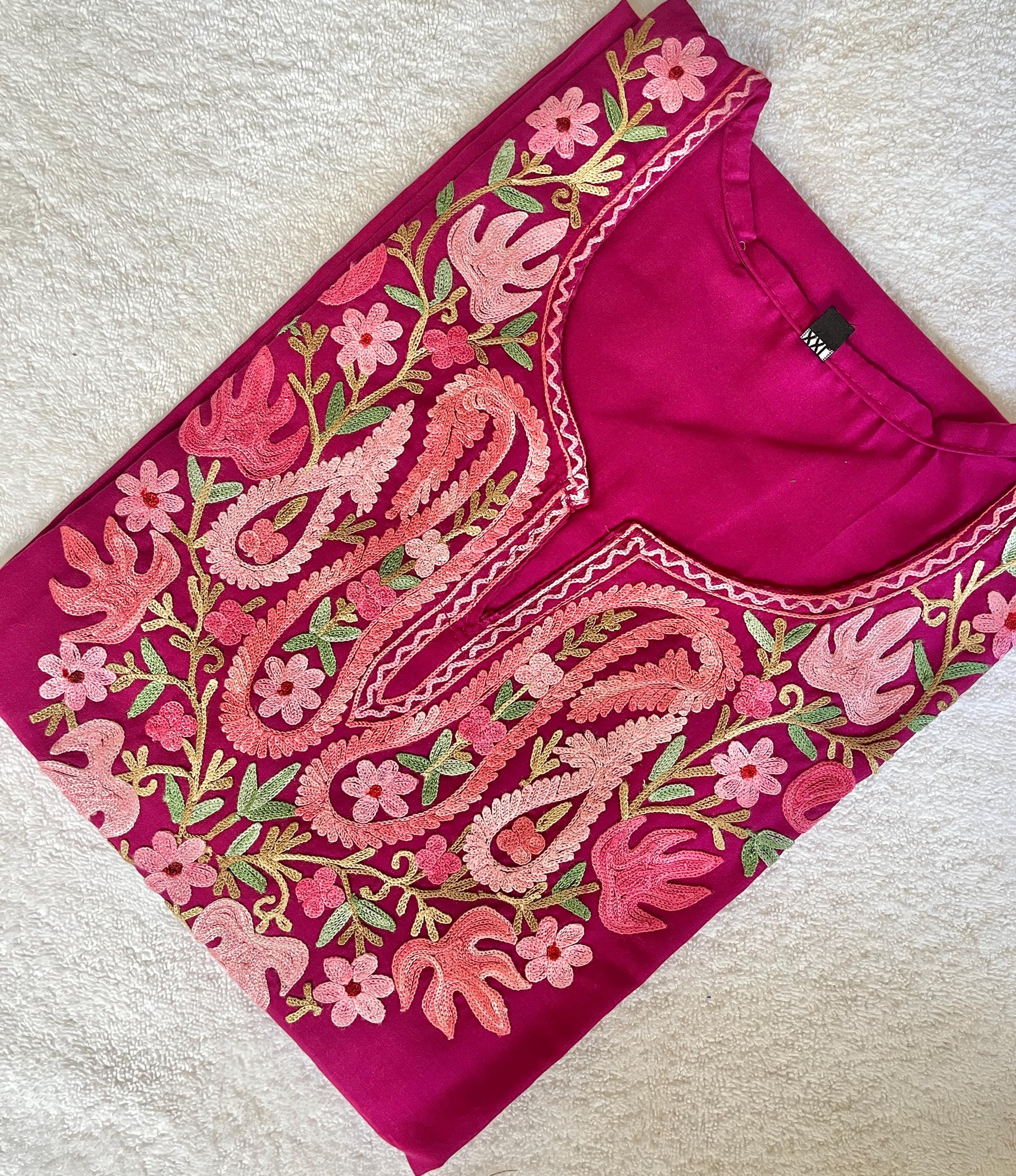 Kashmiri kurti very soft and comfy long Tunics for Women with embroidery elegant and stylish Indo casual or party fusion long shirt