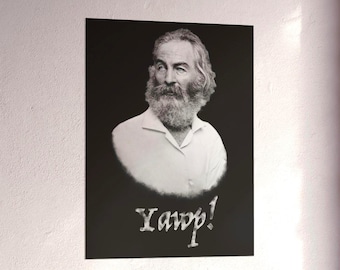 Lámina vintage de Walt Whitman / Póster mate inspirado en la poesía / ¡YAWP!
