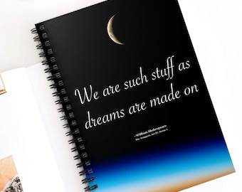 Diario de sueños / Cuaderno espiral con citas de Shakespeare
