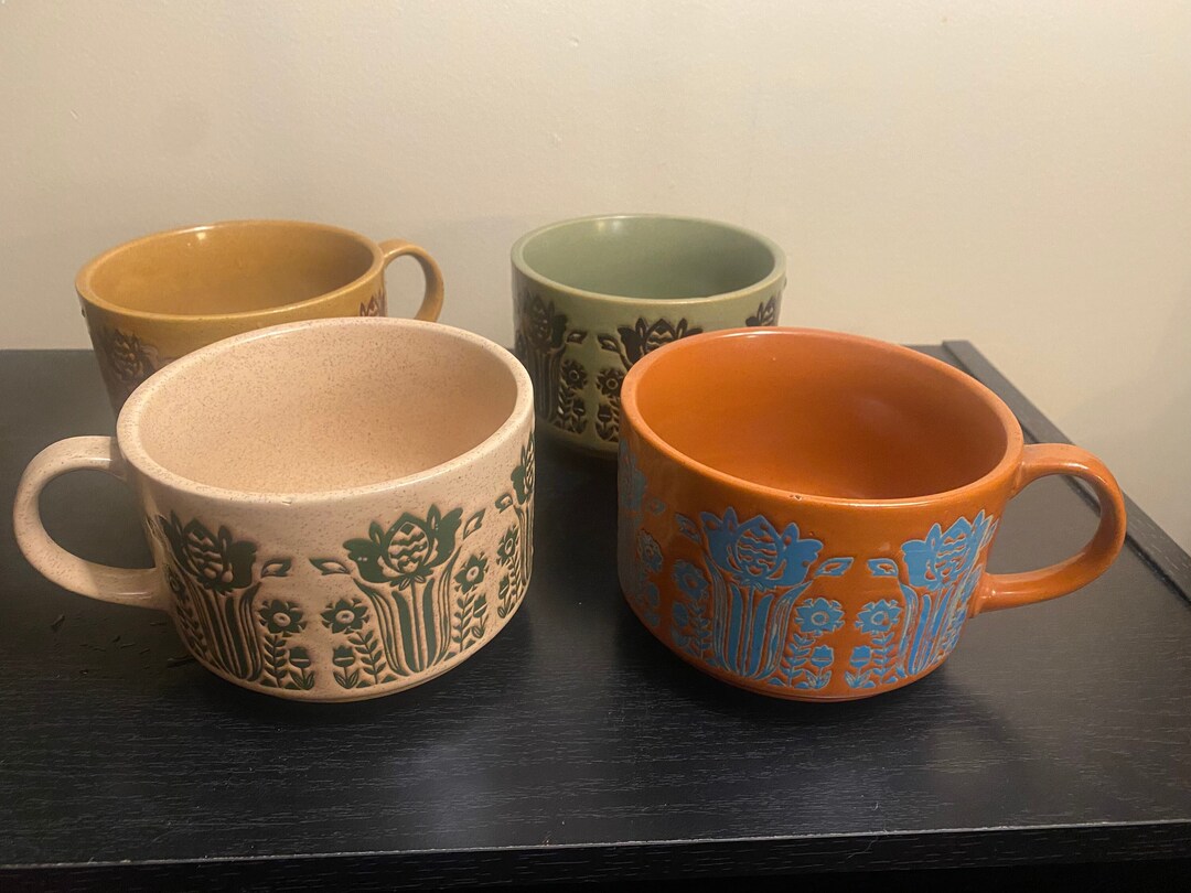 1970s Nagoya Japan Soup Mugs Stoneware, Set of 6 Etsy