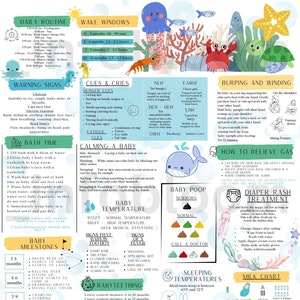Infographie de bébé nouveau-né sur le thème de l'océan