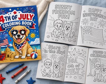 Libro para colorear infantil del 4 de julio / Páginas de actividades patrióticas del Día de la Independencia (Descarga digital)