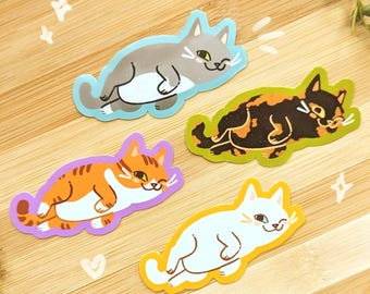 Chill Cats-stickers | Stickers liggende kat | Vinylsticker | Leuke stickers | Ginger Cat |Grijze kat|Schildpadkat|Witte kat|