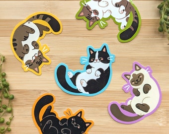 Belly Cat Stickers | Waterproof Vinyl Sticker | Cute Stickers | Black Cat | Siamese Cat | Tabby Cat | Tuxedo Cat |