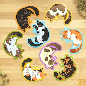 Stickers buikkat | Vinylsticker | Leuke stickers | Zwarte kat | Siamees | Cyperse kat | Smokingkat | Ginger Cat | Calico | Tortie