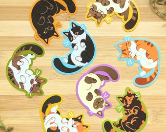 Belly Cat Stickers | Vinyl Sticker | Cute Stickers | Black Cat | Siamese | Tabby Cat | Tuxedo Cat | Ginger Cat | Calico | Tortie