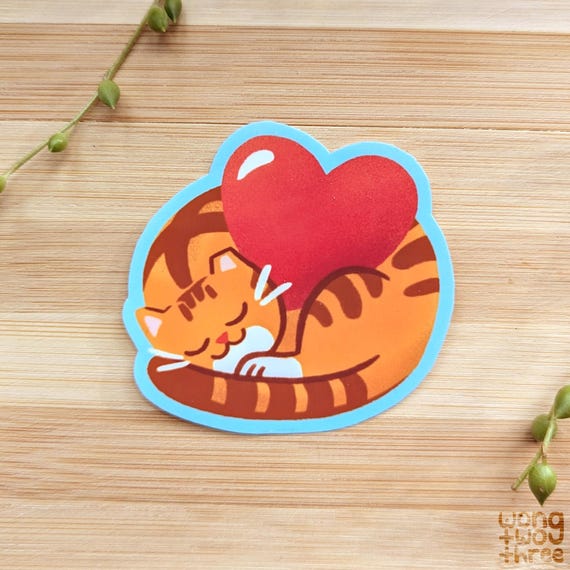 Ginger Cat Heart Fundraiser Sticker Cute Cat Sticker Ginger