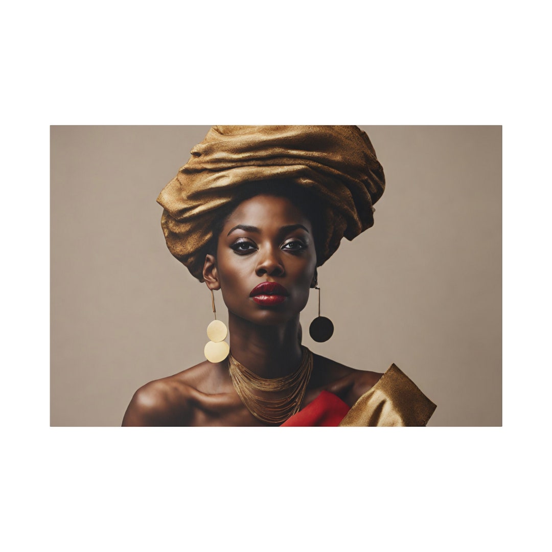 Black Art Gold & Red Accent Matte Canvasm Etsy