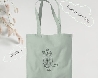 Custom Pastel Pet Portrait Tote Bag | Personalised Shopping bag | Christmas Gifts and Stocking filler for Dog or Cat Lovers | Dog Mum Bag