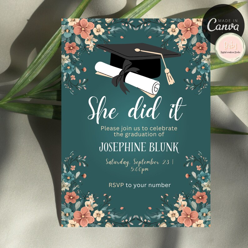 She Did It Graduation Invitation, Graduation Invitation Template ...